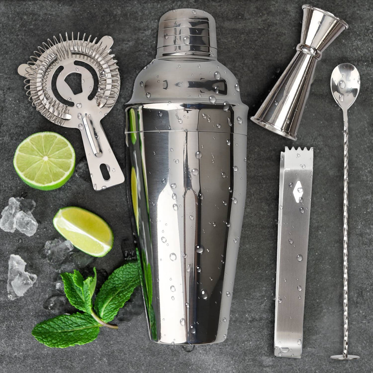 8 Piece Mixology Bartender Kit - 24 Ounce Cocktail Shaker, Spoon, Ice –  BARsics