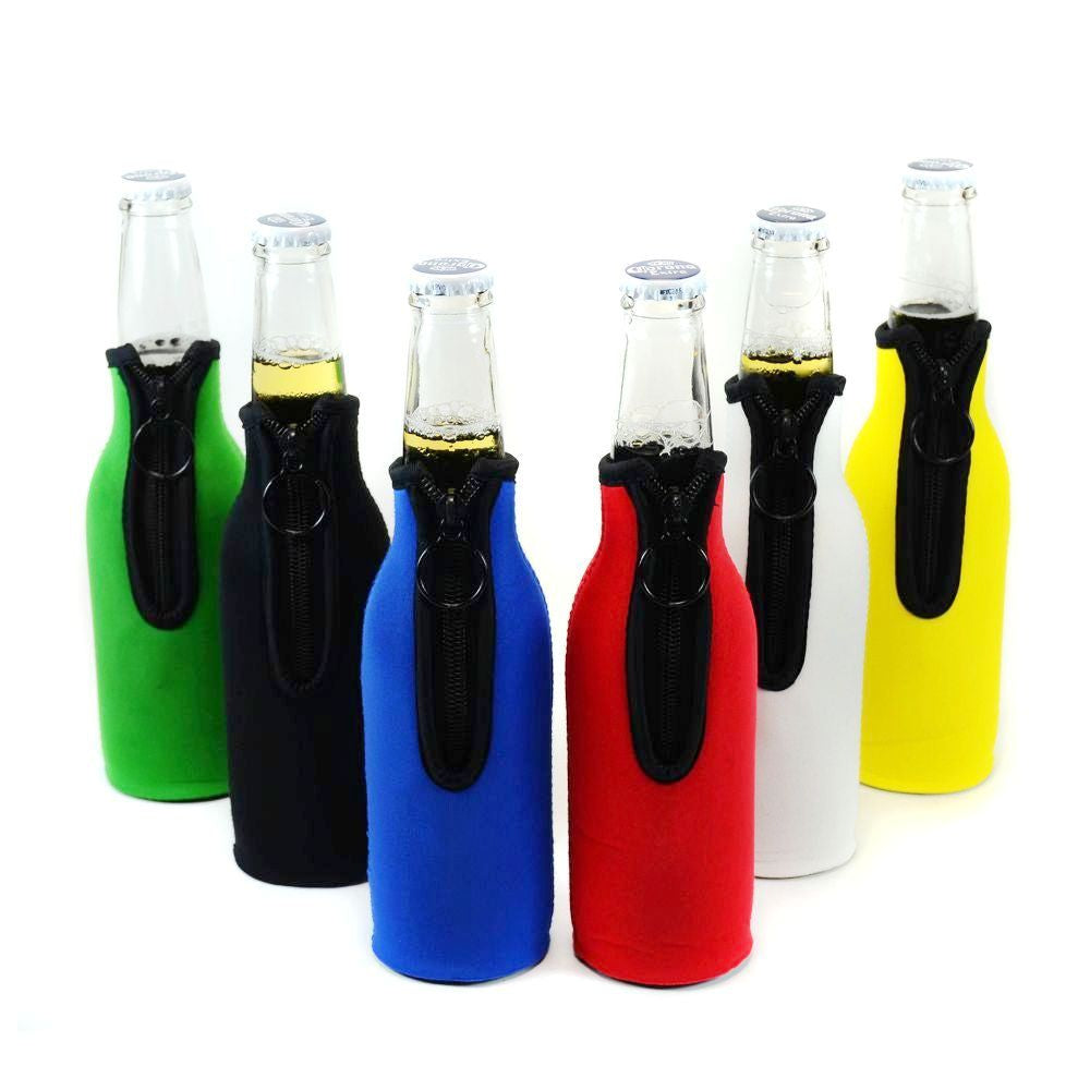 Neoprene Beer Bottle Cooler Sleeve with Zipper (Pack of 6)